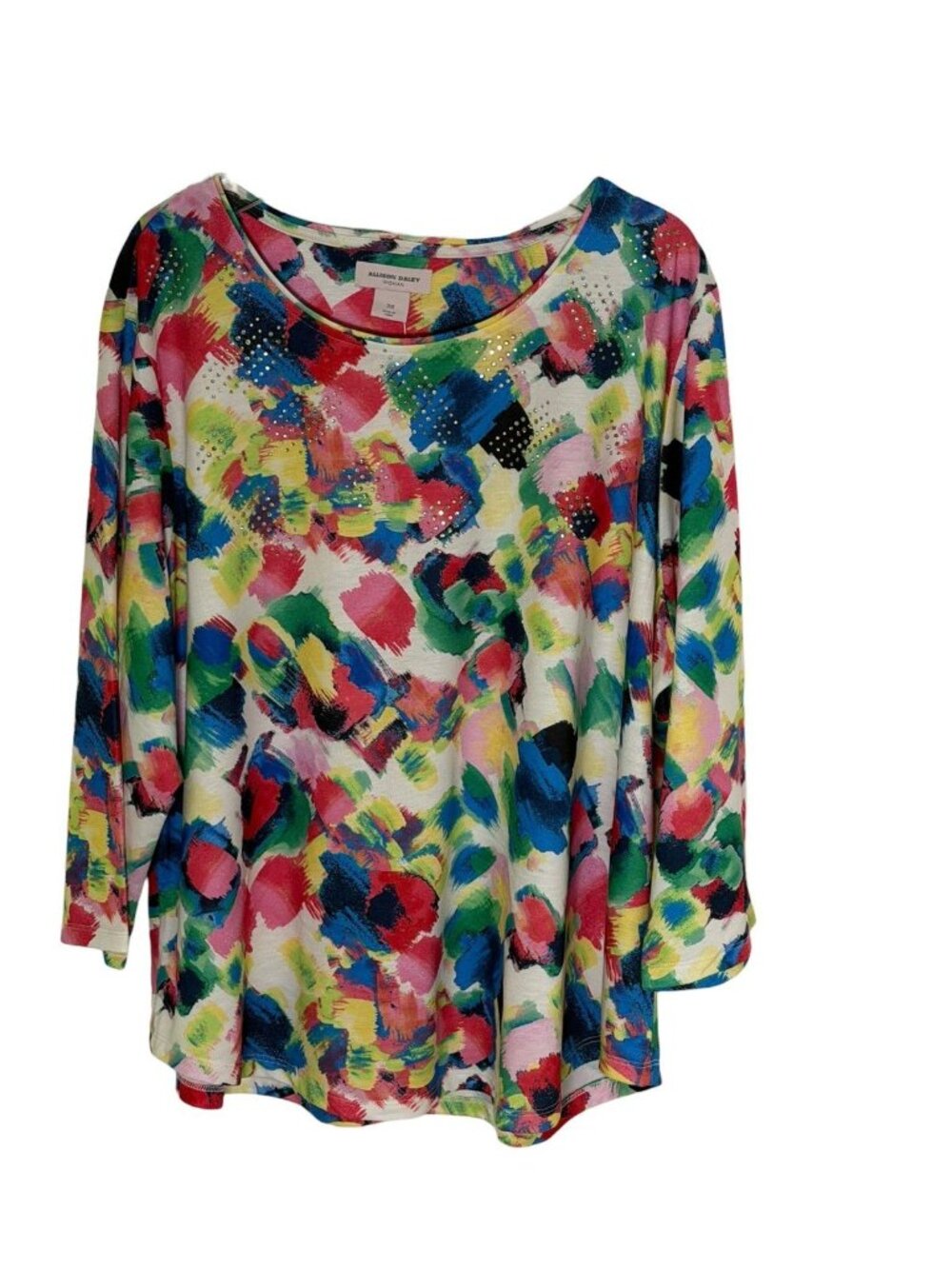 Allison Daley 3X Abstract Studded Tunic Top Colorful NWT Plus - Picture 1 of 9